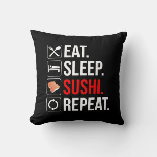 Almofada Comer. Dormir. Sushi. Repetir