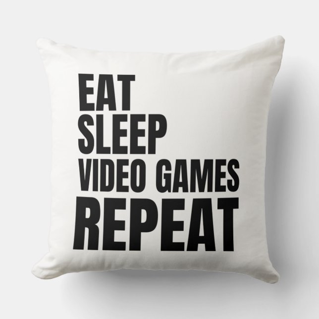 Almofada comer videos games de dormir repetir (Frente)