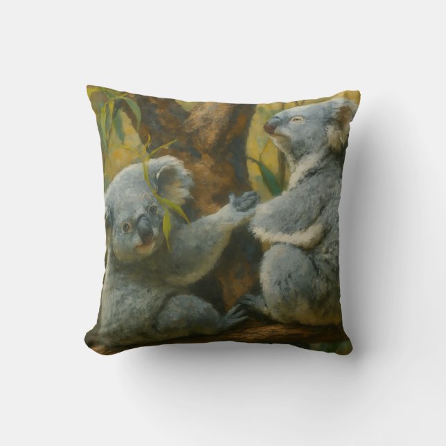 Almofada Companheiros Koala - Par Real da Vida Selvagem (Frente)