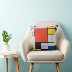 Almofada Composição Abstrata Vintage por Piet Mondrian