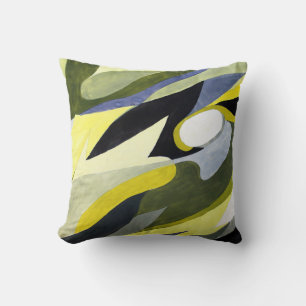 Almofada Composição abstrato Gouache: Amarelo, Cinza, Preto