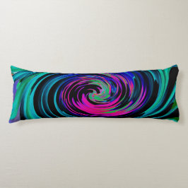 Almofada Comprida Abstrato de preto e turquesa Dramático