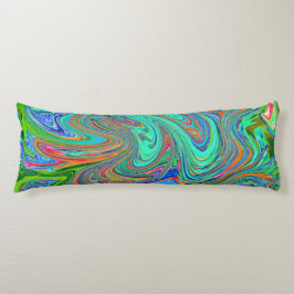 Almofada Comprida Aqua, Orange e Green Groovy Abstrato Retro Art