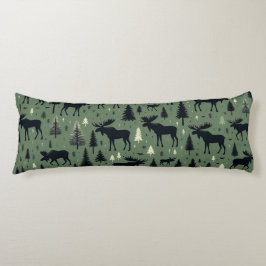 Almofada Comprida Cozy Moose e Pines Forest Green