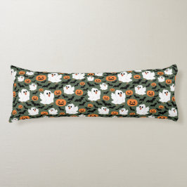 Almofada Comprida Frangos Fantasmas Cute Spooky com Pumpkins e Bats