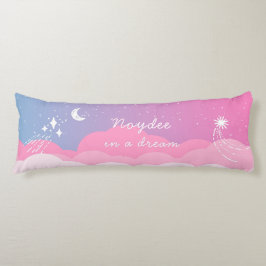Almofada Comprida Noite estrelada Rosa azul Nome e Texto