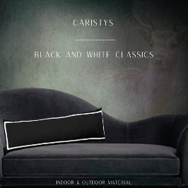 Almofada Comprida Preto Clássico Sólido com Trim Branco