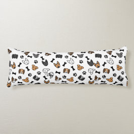 Almofada Comprida Raças de Cachorros Bonitos Divertidos com Ossos e 