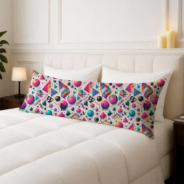 Almofada Comprida Retro 90s Memphis Geometric Neon Bold Body Pillow