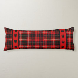 Almofada Comprida Xadrez Vermelho e Preto do Urso da Cabina
