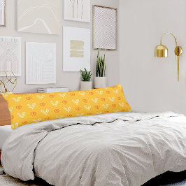 Almofada Comprida Yellow Hearts Pattern Body Pillow