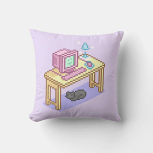 Almofada Computador de Arte Amarela Cor-de-rosa Geeky Paste