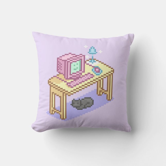 Almofada Computador de Arte Amarela Cor-de-rosa Geeky Paste (Frente)