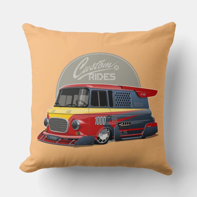 Almofada Conceito de van de retrocorrida personalizado (Frente)