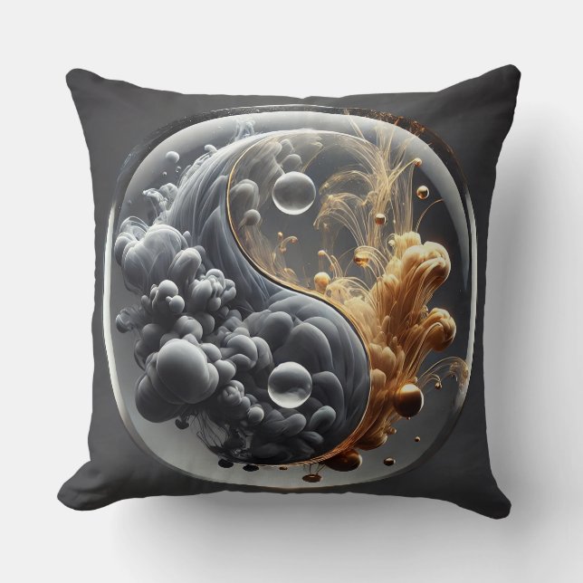 Almofada Conceito de Yin Yang com Padrões Fluídos (Frente)