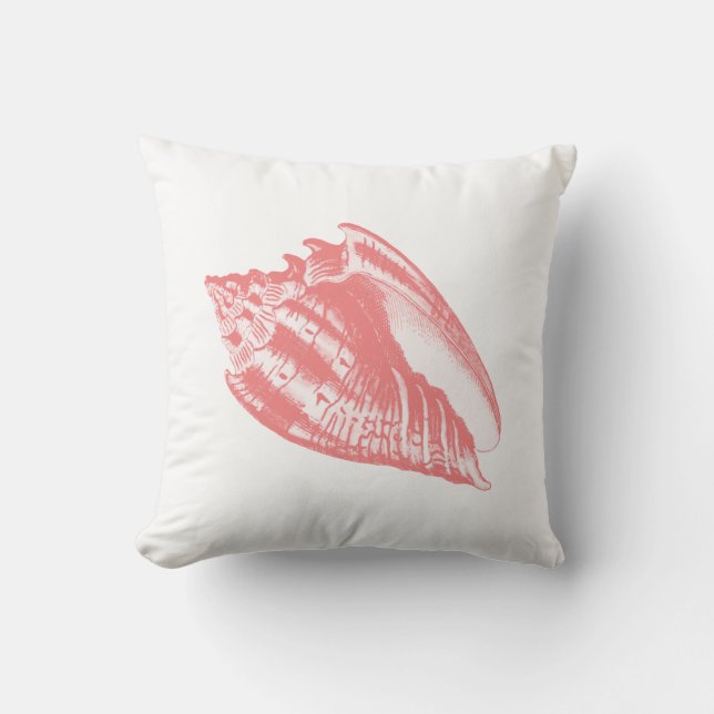 Almofada Conch Shell - cor-de-rosa e branco (Frente)