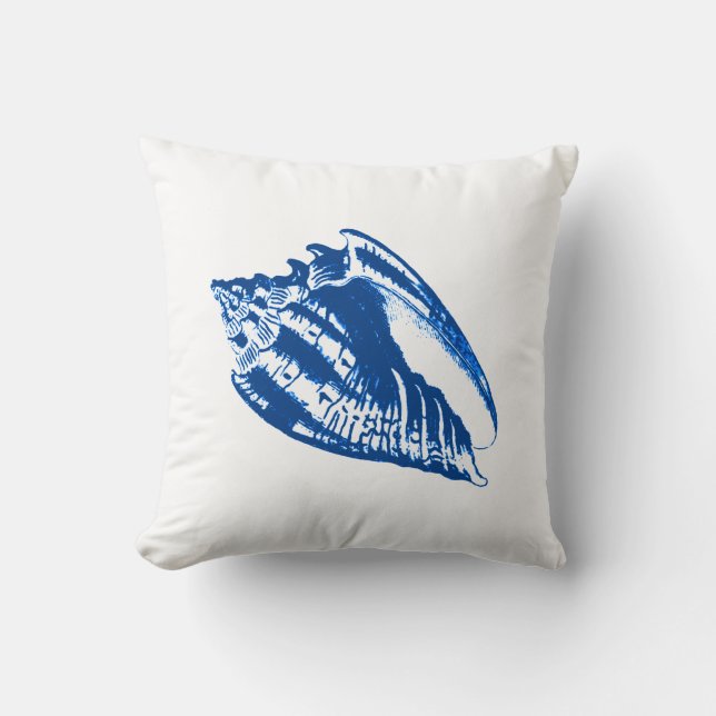 Almofada Conch Shell - marinho azul e branco (Frente)