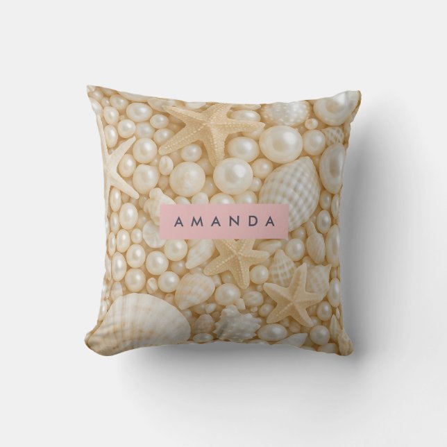Almofada Concha e Pérola Elegantes Personalizadas (Frente)