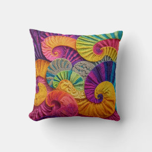 Almofada Conchas Cromáticas: Mosaico Vibrante em Espiral