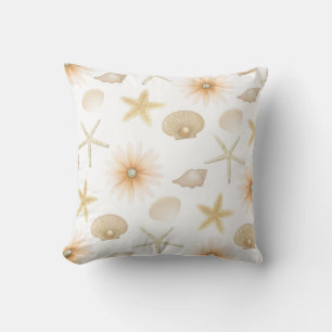 Almofada Conchas e Flores de Peach Beach Modern Glam Throw