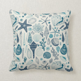 Almofada Conchas marítimas em branco
