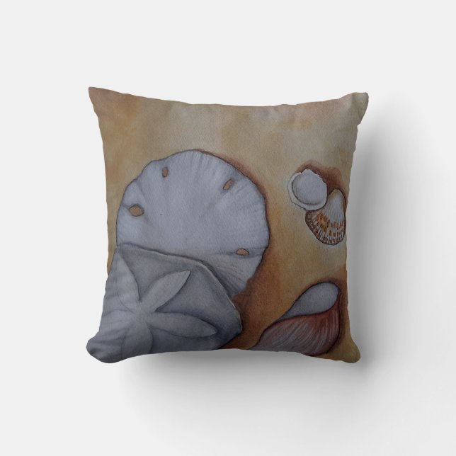 Almofada Conchas no Travesseiro decorativo de Aquarelas do  (Frente)