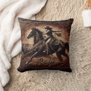 Almofada Concurso de Roping Cowgirl no Evento Rodeo Local