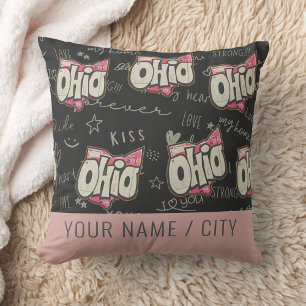 Almofada Condecoração de padrões de amor em Ohio, de cor ro