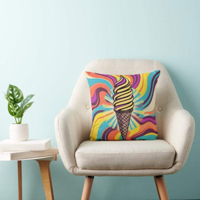 Almofada Cone de Sorvete Arte Pop Psicodélica (Cadeira)