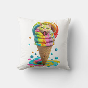 Almofada Cone de Sorvete de Gato Fofo colorido