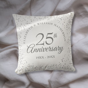 Almofada Confetes de Prata para Bodas de 25 Anos Modernas