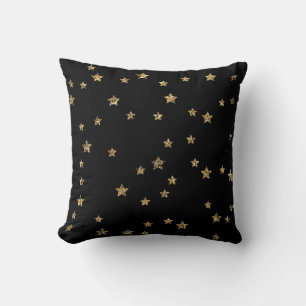 Almofada Confetti ouro astros brilham brilhando preto elega