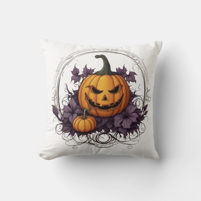 Almofada Conforto de Abóbora: Cushion de Halloween Festivo" (Frente)
