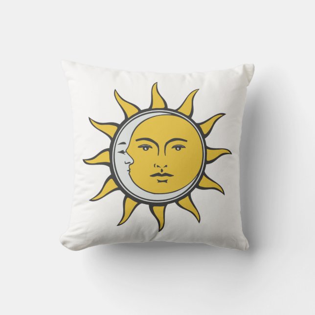 Almofada Conjunção do Sol Dourado e da Lua Prateada sobre B (Frente)
