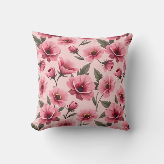 Almofada Conjunto de fronha e capa de edredão floral rosa e (Frente)