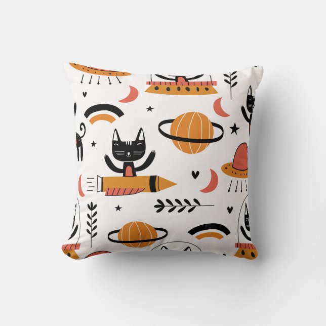 Almofada Conjunto de ilustrações bonitinhas de gatos vintag (Frente)