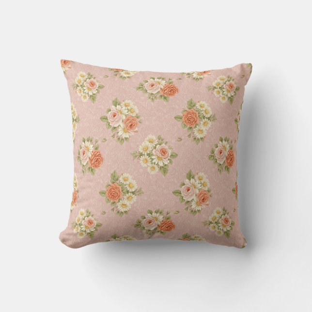 Almofada Conjunto de Lençóis Vintage Rosa e Margarida (Frente)