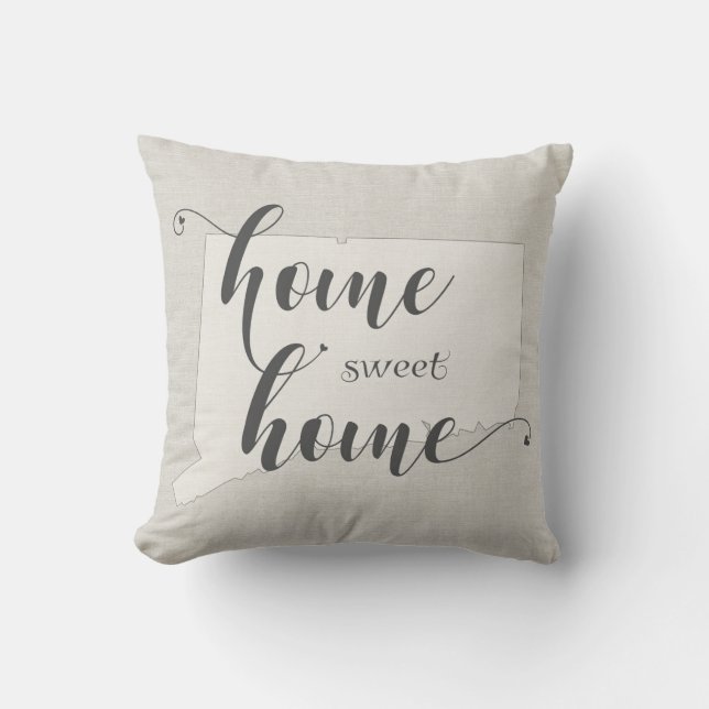 Almofada Connecticut - Home Sweet Home Burlap look (Frente)