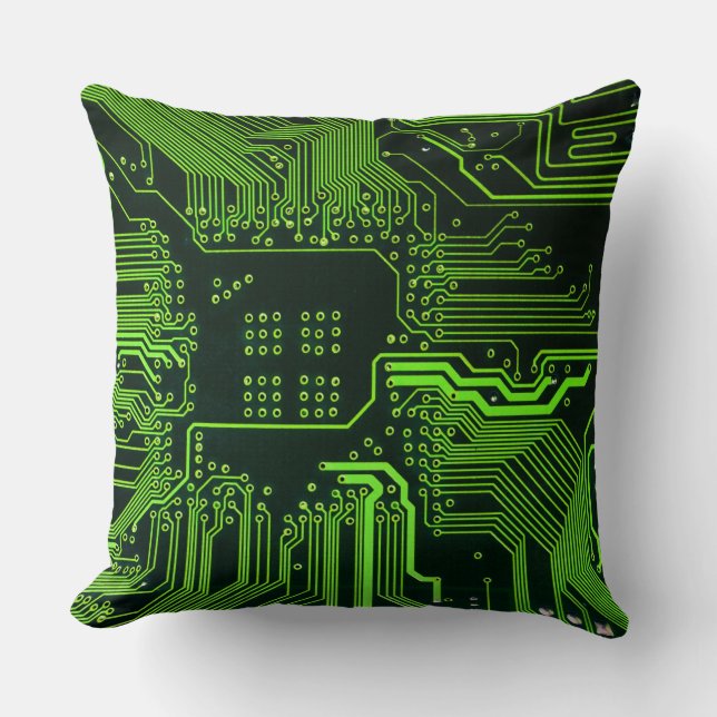 Almofada Conselho de Circuito Eletrônico Verde de Nerd Extr (Frente)