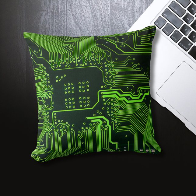 Almofada Conselho de Circuito Eletrônico Verde de Nerd Extr (Criador carregado)