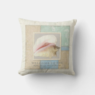 Almofada Conselho de Madeira Conch Shell Seahorse