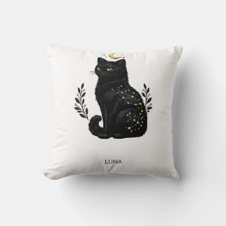 Almofada Constelação Mística de Gato Preto Celestial