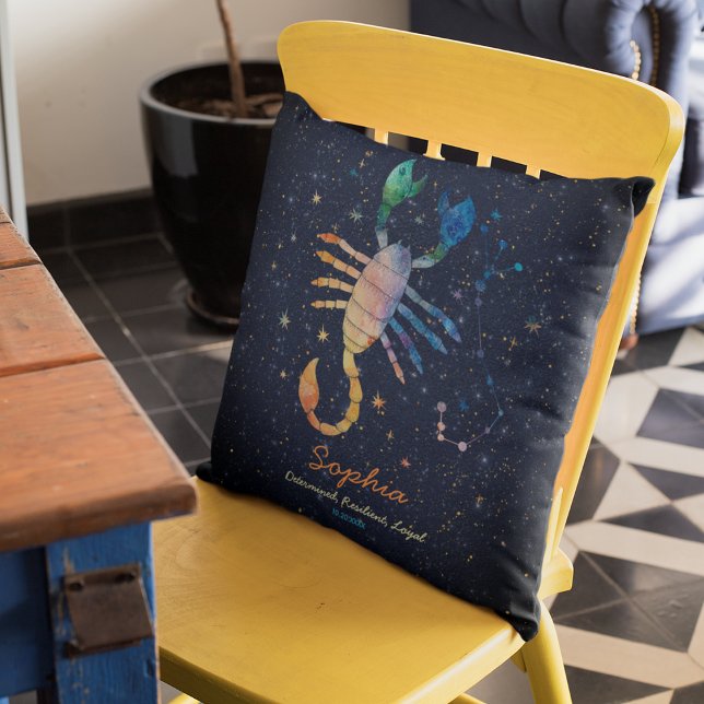 Almofada Constelação Scorpio Zodiac Watercolor Galaxy (Criador carregado)