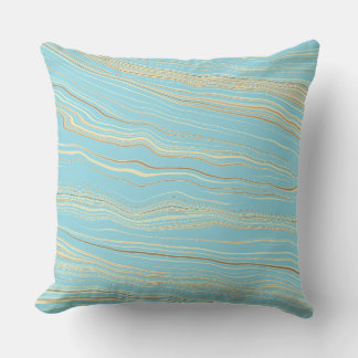 Almofada Contemporary Robins Egg Blue, Tan, Linen Pattern
