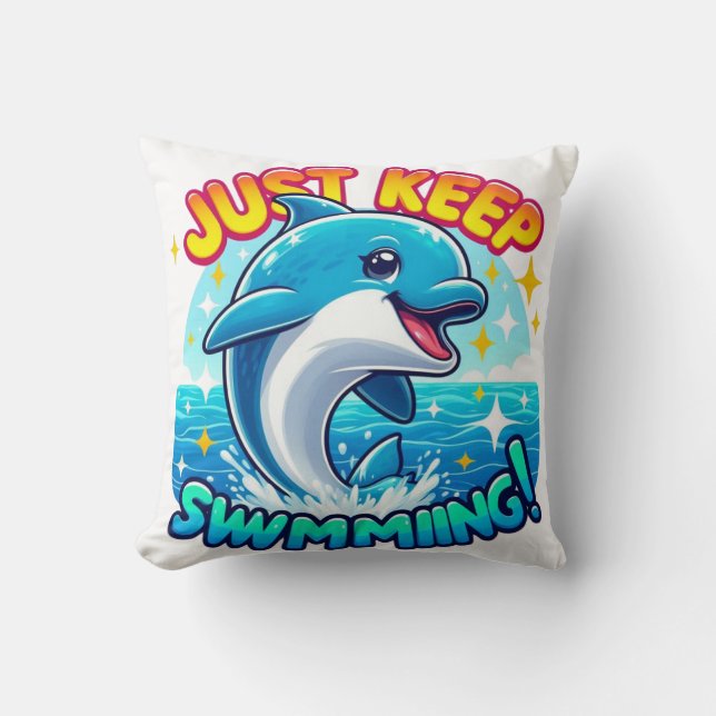 Almofada Continue nadando golfinho (Frente)