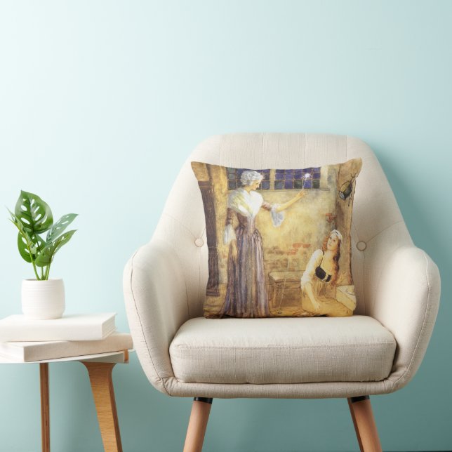 Almofada Conto de Fadas Vintage Cinderela com Fada Madrinha (Cadeira)