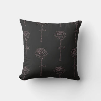 Almofada Contorno de Rosa mínimo em preto