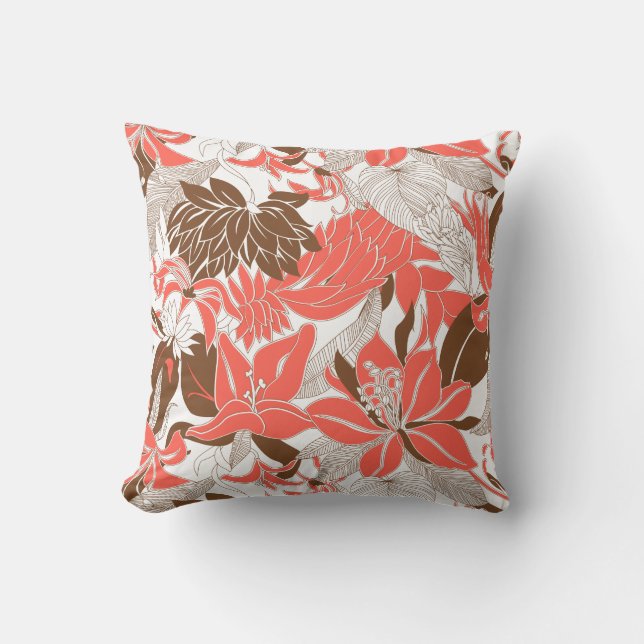 Almofada Contour Hawaii Tropical Lily e Protea Floral (Frente)
