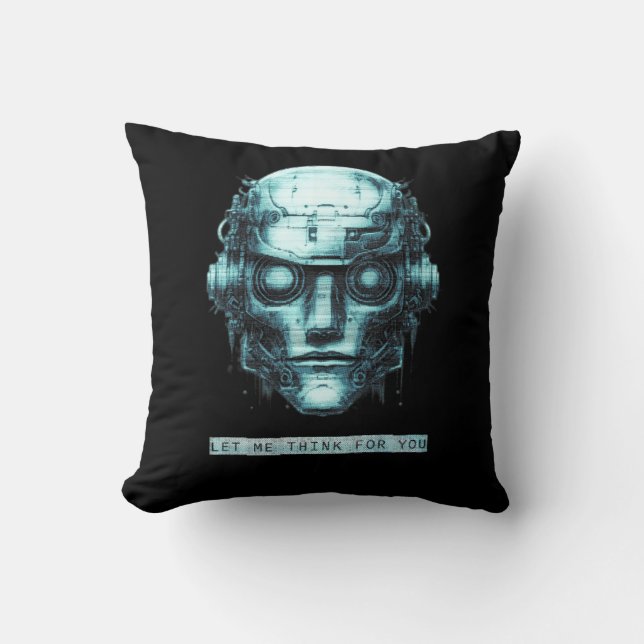 Almofada Controle da mente Cyberpunk Robot Blue Grunge (Frente)