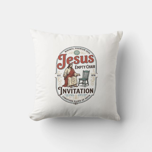 Almofada Convite de Cadeira Vazia de Jesus Convite de Cadei (Frente)